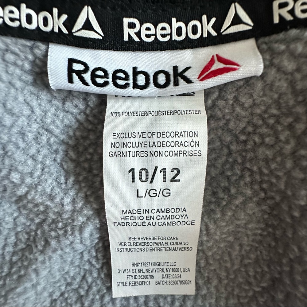 Reebok Kids Boy's L(10/12) Gray & Black Logo Sleeved Pullover Hooded Sporty Top - Picture 11 of 12